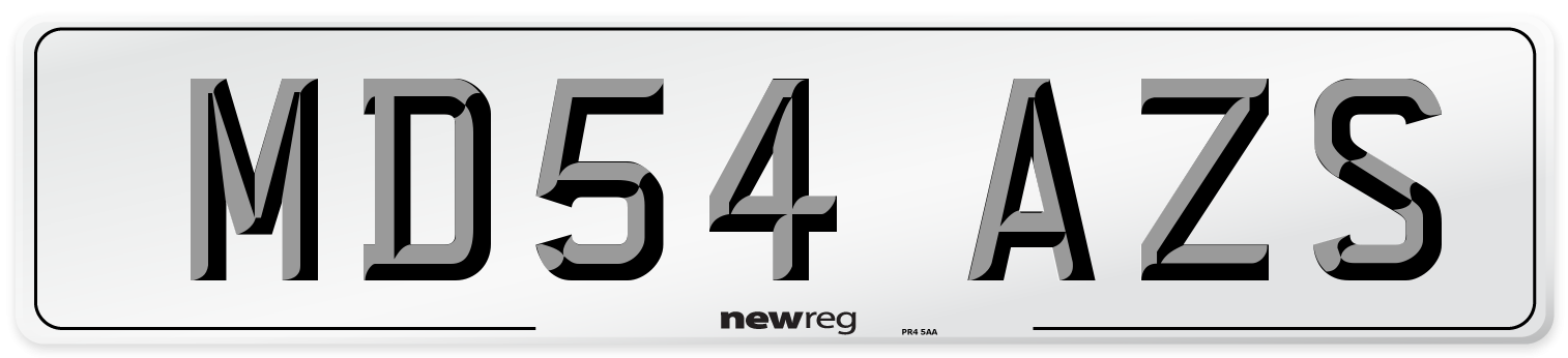 MD54 AZS Number Plate from New Reg